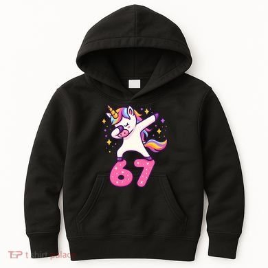 67 Unicorn Six Seven 6-7 Meme Brainrot Kids Hoodie