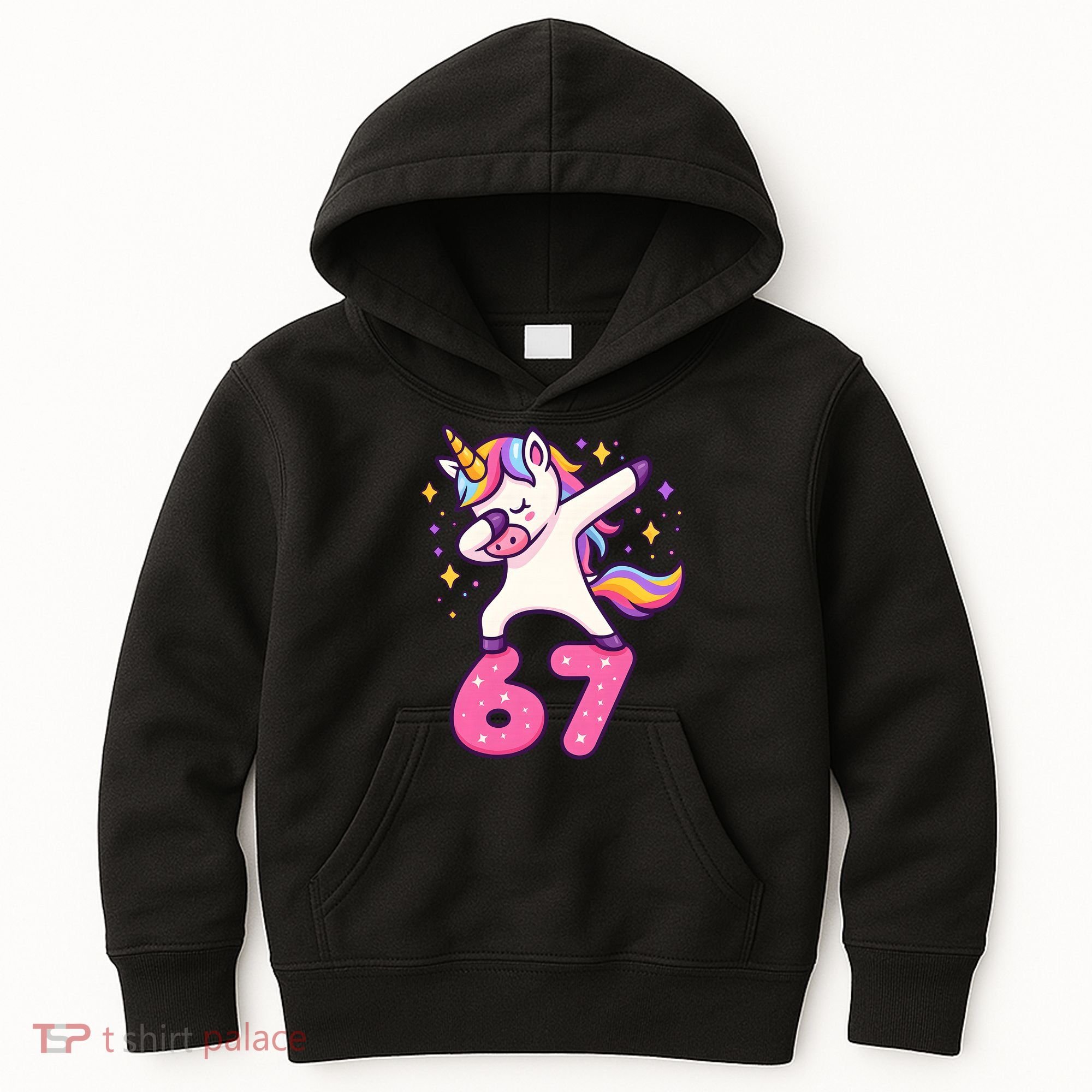 67 Unicorn Six Seven 6-7 Meme Brainrot Kids Hoodie