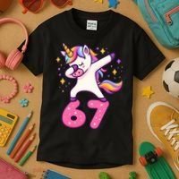 67 Unicorn Six Seven 6-7 Meme Brainrot Kids T-Shirt thumb 3