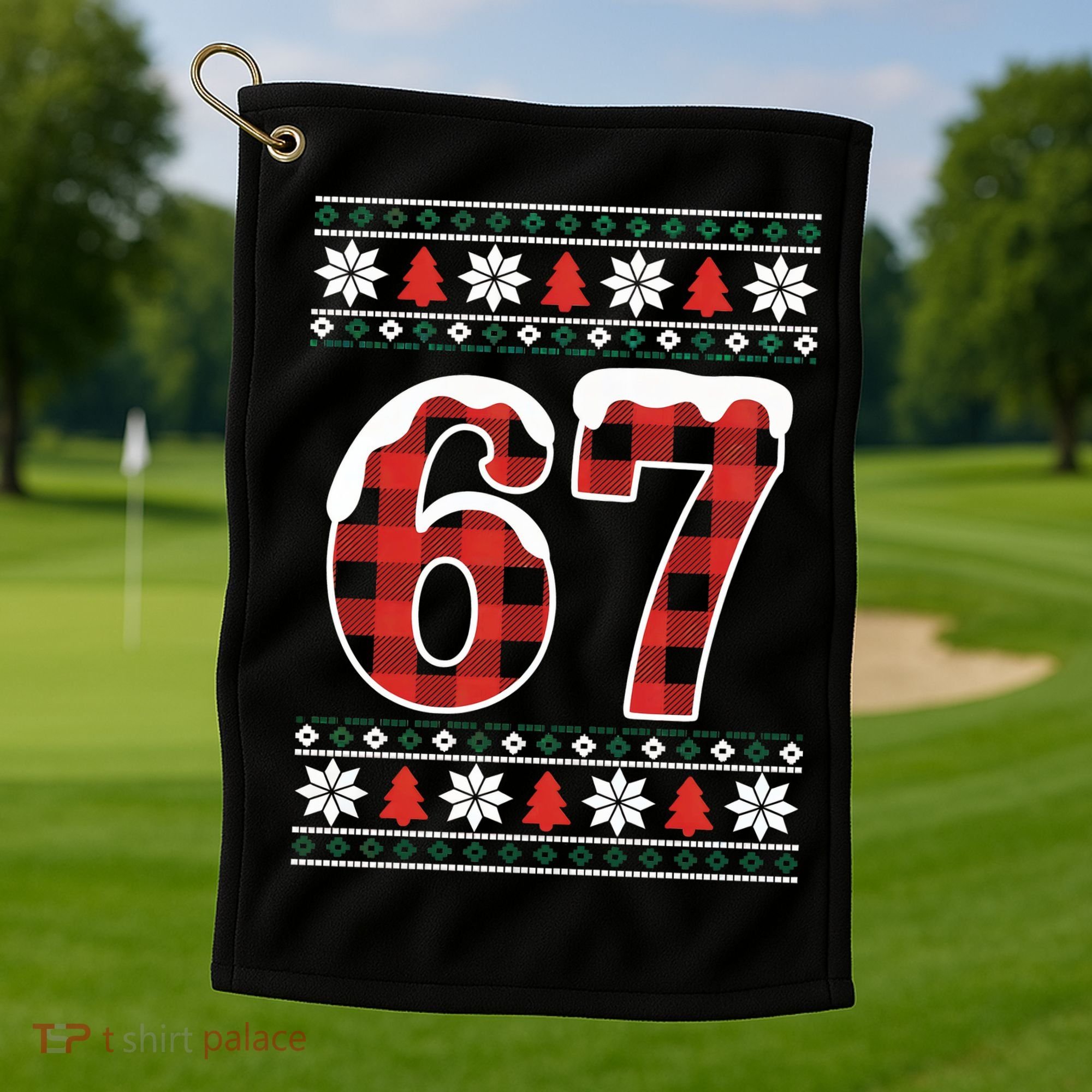 67 Ugly Sweater Christmas Six Seven Meme Golf Towel