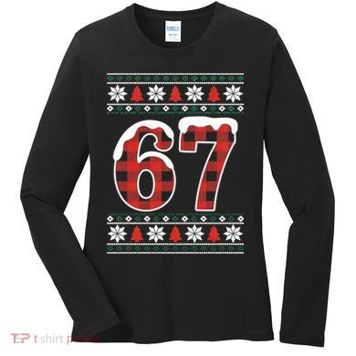 67 Ugly Sweater Christmas Six Seven Meme Women's Long Sleeve Shirt
