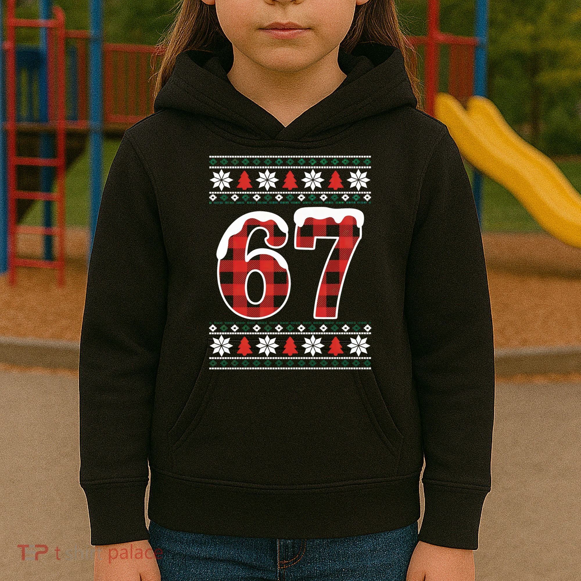 67 Ugly Sweater Christmas Six Seven Meme Kids Hoodie