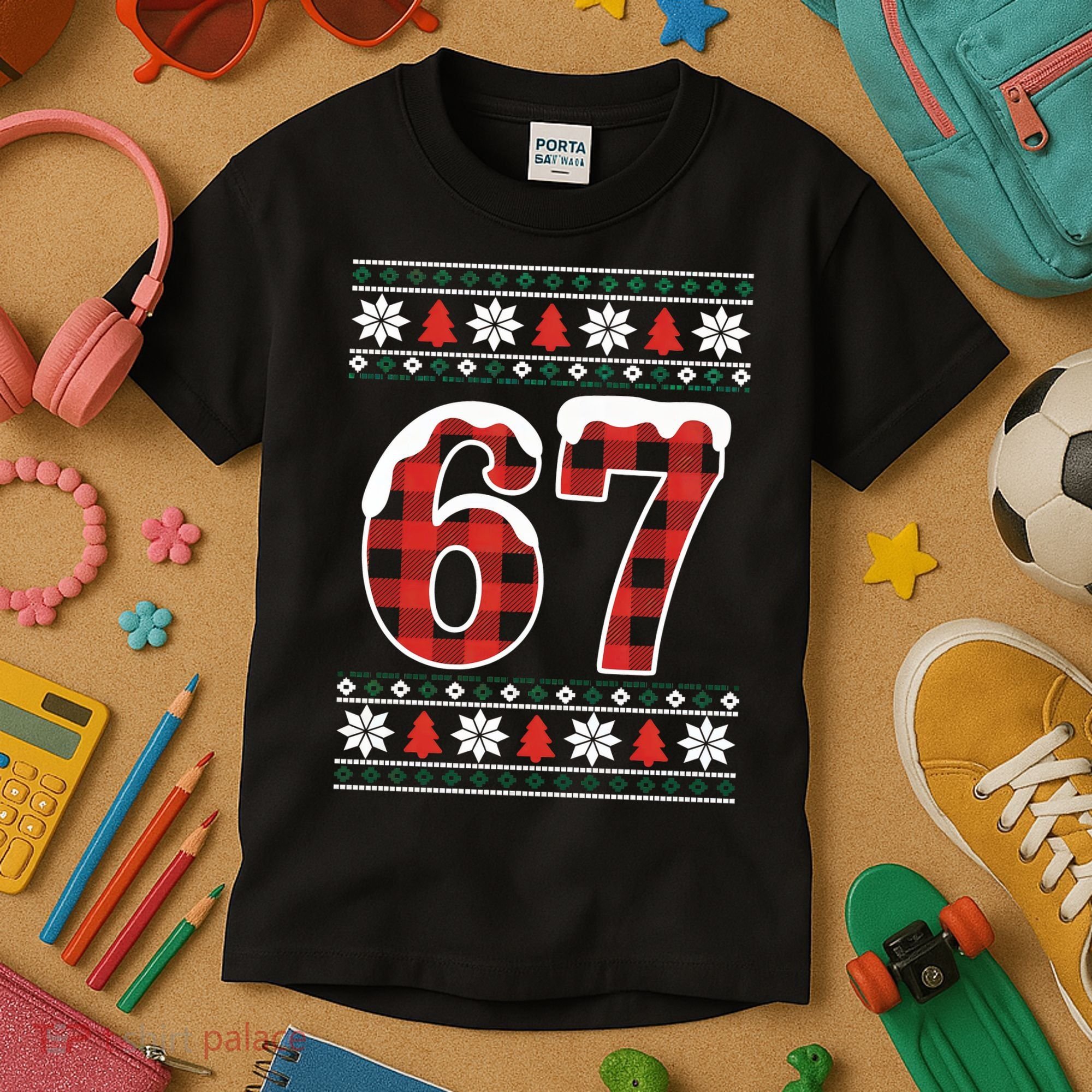 67 Ugly Sweater Christmas Six Seven Meme Kids T-Shirt