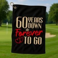 60th Wedding Anniversary Couples Married 60 Years Funny Golf Towel thumb 1
