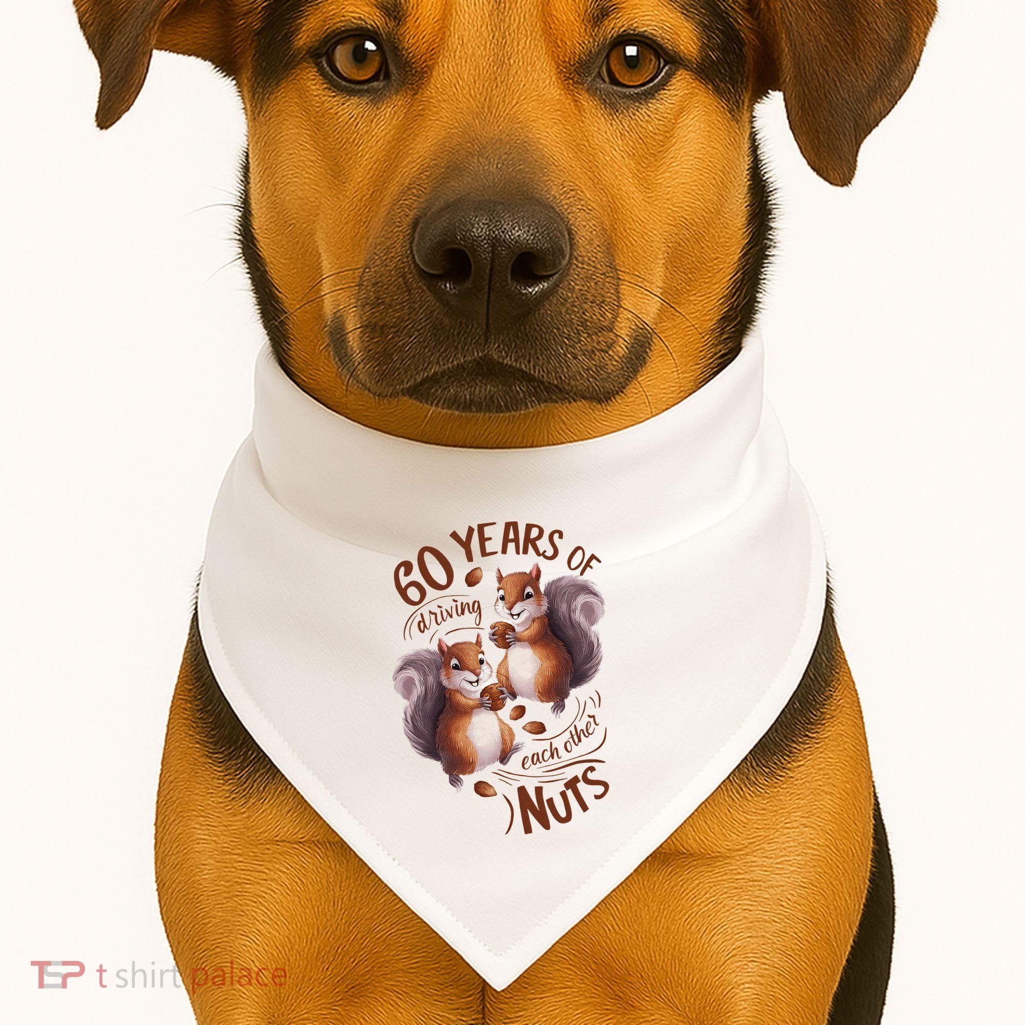 60th Wedding Anniversary Driving Each Other Nuts 60 Years USA-Made Doggie Bandana