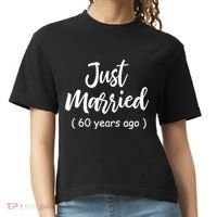 60th Wedding Anniversary Just Married 60 Years Ago Comfort Colors Boxy T-Shirt thumb 0