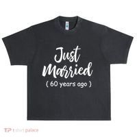 60th Wedding Anniversary Just Married 60 Years Ago Urban Oversized Heavyweight T-Shirt thumb 0