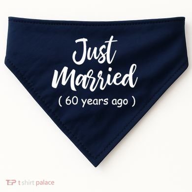 60th Wedding Anniversary Just Married 60 Years Ago USA-Made Doggie Bandana