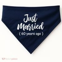 60th Wedding Anniversary Just Married 60 Years Ago USA-Made Doggie Bandana thumb 0