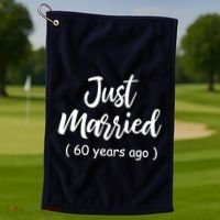 60th Wedding Anniversary Just Married 60 Years Ago Golf Towel thumb 1