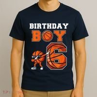 6 Year Basketball Birthday Boy 6th Birthday Party Basketball T-Shirt thumb 3