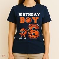 6 Year Basketball Birthday Boy 6th Birthday Party Basketball T-Shirt thumb 4