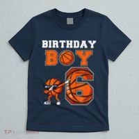 6 Year Basketball Birthday Boy 6th Birthday Party Basketball T-Shirt thumb 5