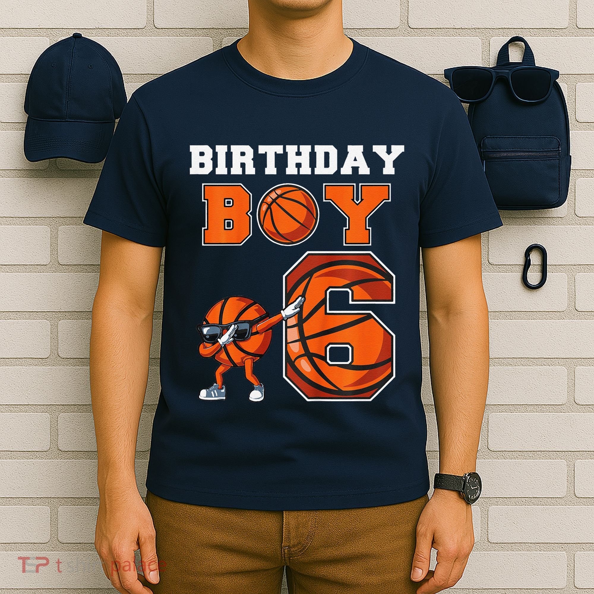 6 Year Basketball Birthday Boy 6th Birthday Party Basketball T-Shirt