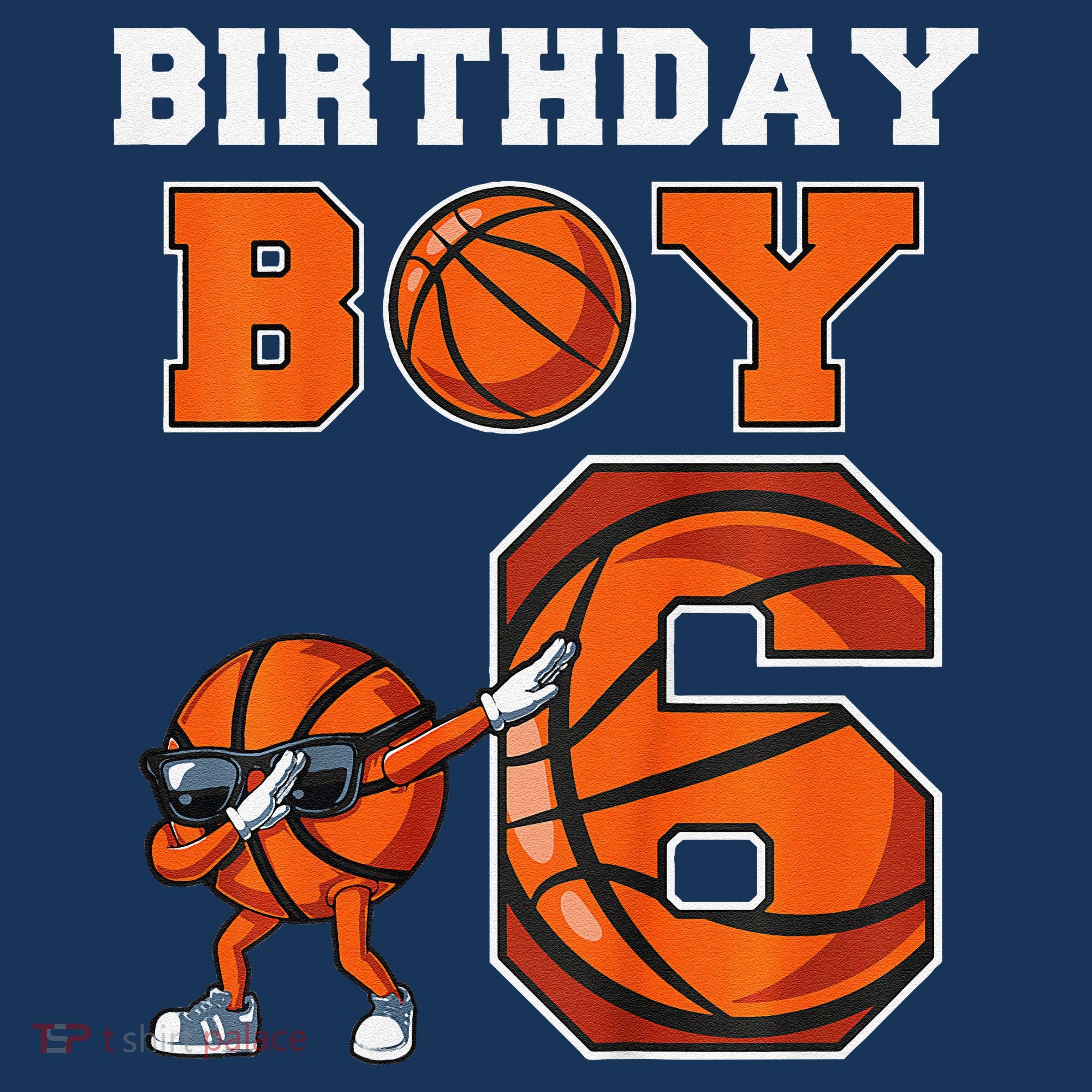 6 Year Basketball Birthday Boy 6th Birthday Party Basketball T-Shirt
