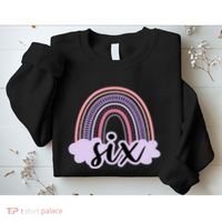 6 Year Old Boho Rainbow Six 6th Birthday Girl Family Party Sweatshirt thumb 2