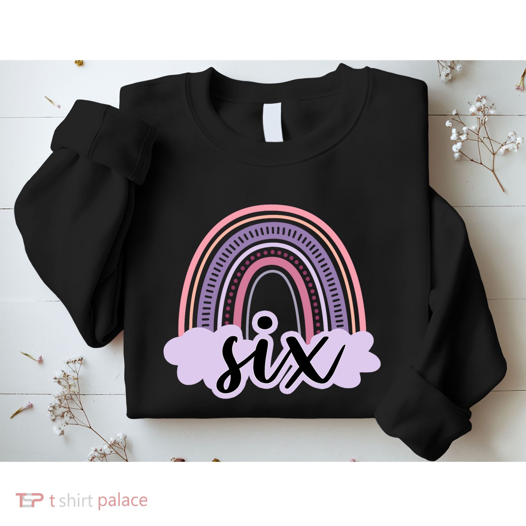 6 Year Old Boho Rainbow Six 6th Birthday Girl Family Party Sweatshirt