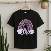 6 Year Old Boho Rainbow Six 6th Birthday Girl Family Party T-Shirt thumb 2