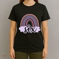 6 Year Old Boho Rainbow Six 6th Birthday Girl Family Party T-Shirt thumb 4