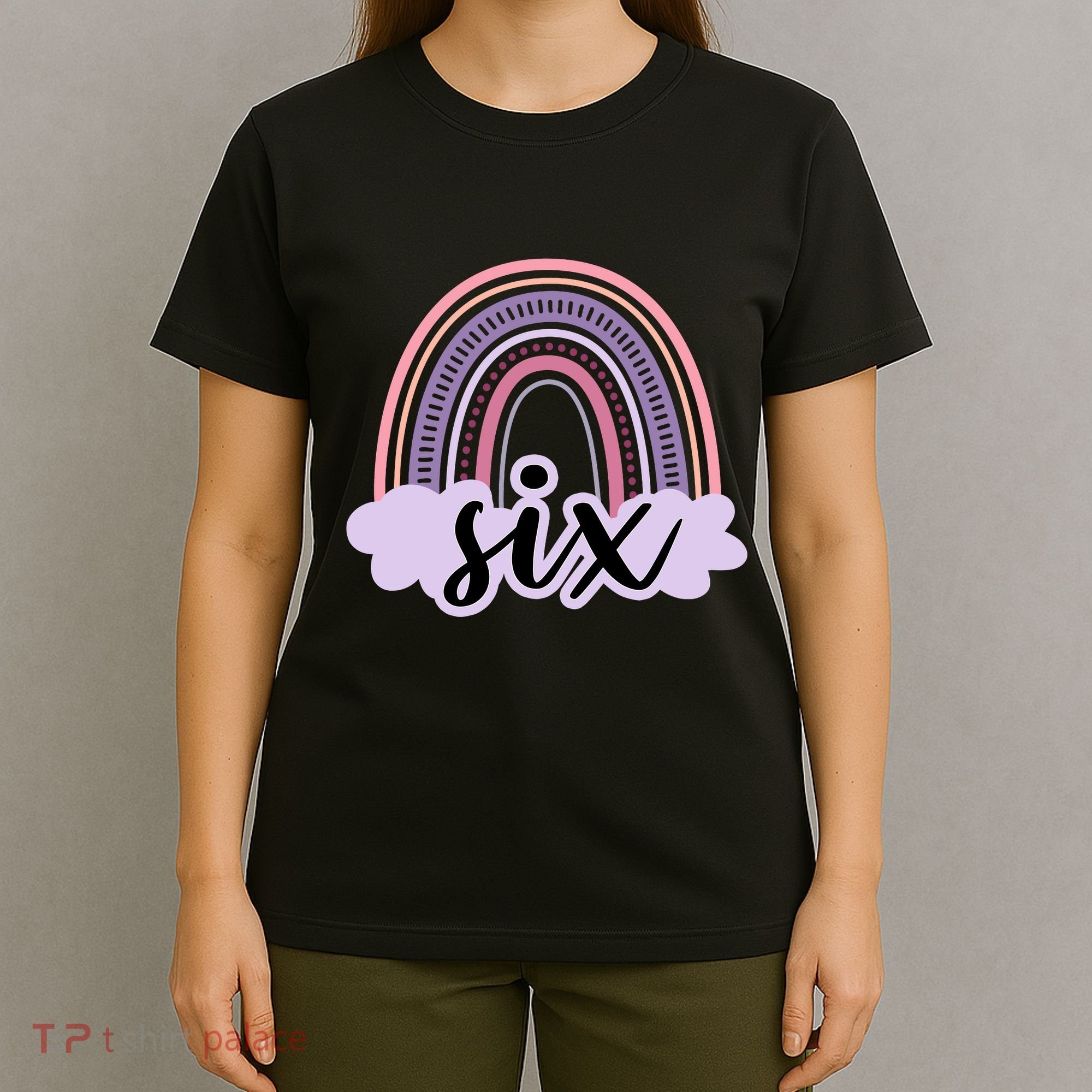 6 Year Old Boho Rainbow Six 6th Birthday Girl Family Party T-Shirt