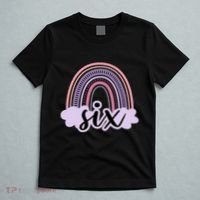 6 Year Old Boho Rainbow Six 6th Birthday Girl Family Party T-Shirt thumb 5