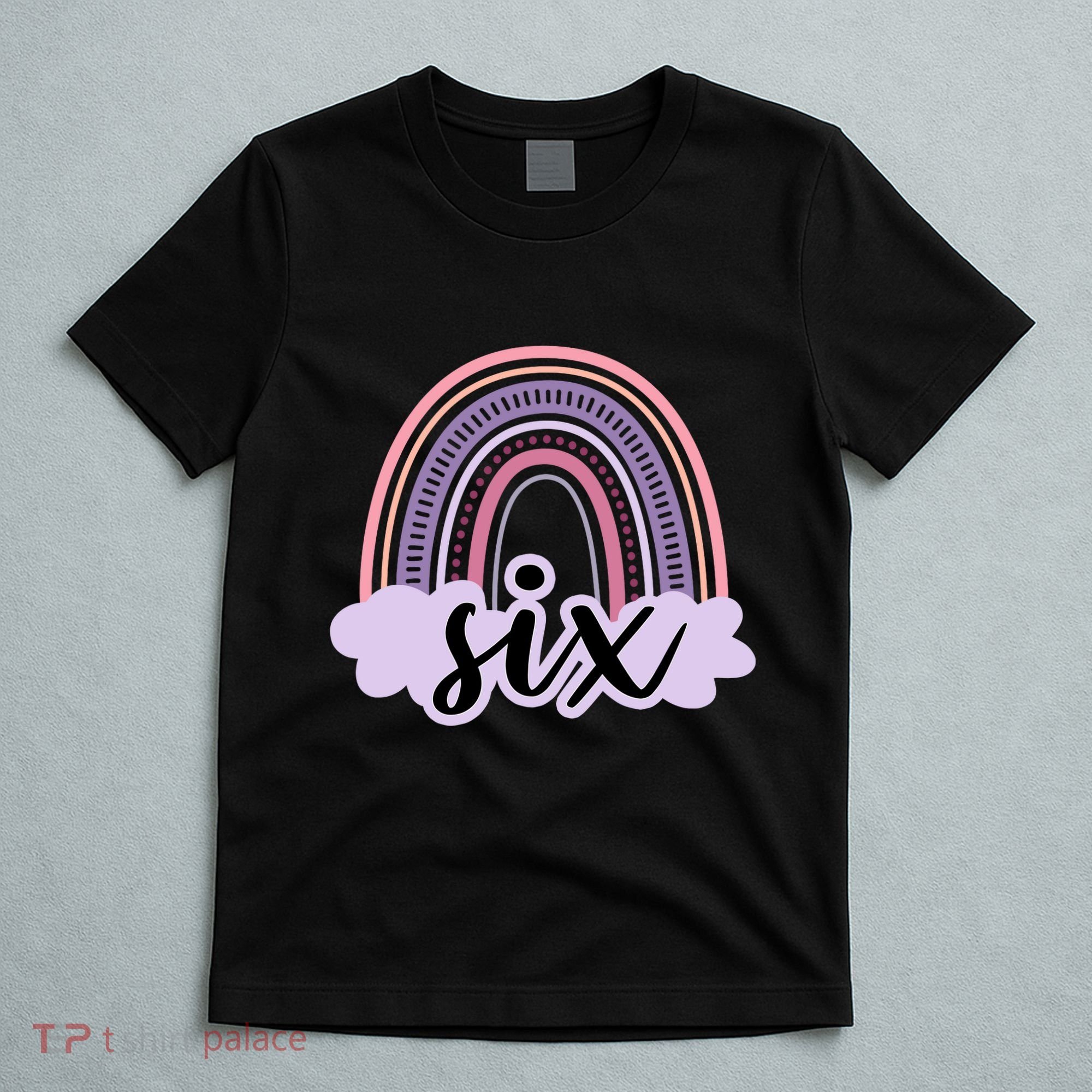 6 Year Old Boho Rainbow Six 6th Birthday Girl Family Party T-Shirt