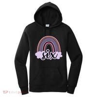 6 Year Old Boho Rainbow Six 6th Birthday Girl Family Party Women's Hoodie thumb 0