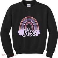 6 Year Old Boho Rainbow Six 6th Birthday Girl Family Party Kids Sweatshirt thumb 0