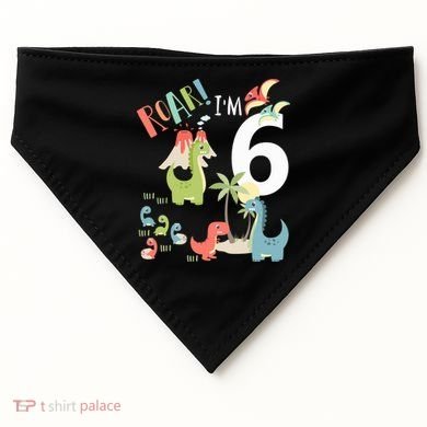 6 Year Old Roar Im 6 6th Birthday Boy T Rex Dinosaur USA-Made Doggie Bandana