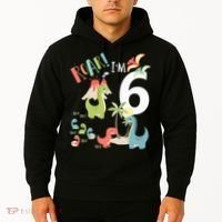6 Year Old Roar Im 6 6th Birthday Boy T Rex Dinosaur Hoodie thumb 2
