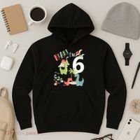 6 Year Old Roar Im 6 6th Birthday Boy T Rex Dinosaur Hoodie thumb 3