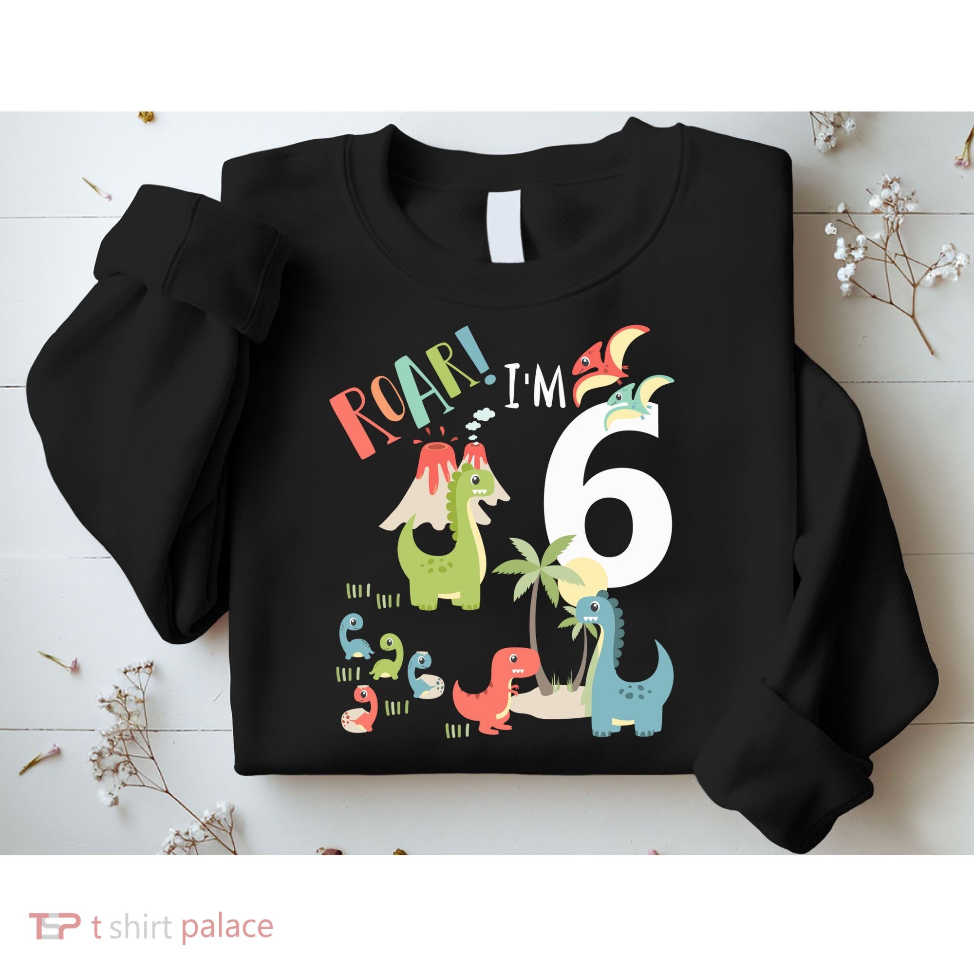 6 Year Old Roar Im 6 6th Birthday Boy T Rex Dinosaur Sweatshirt