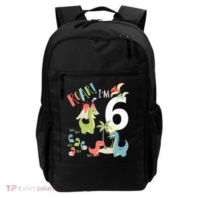 6 Year Old Roar Im 6 6th Birthday Boy T Rex Dinosaur Backpack
