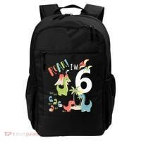 6 Year Old Roar Im 6 6th Birthday Boy T Rex Dinosaur Backpack thumb 0