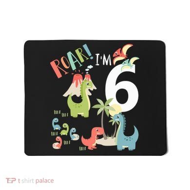 6 Year Old Roar Im 6 6th Birthday Boy T Rex Dinosaur Mousepad