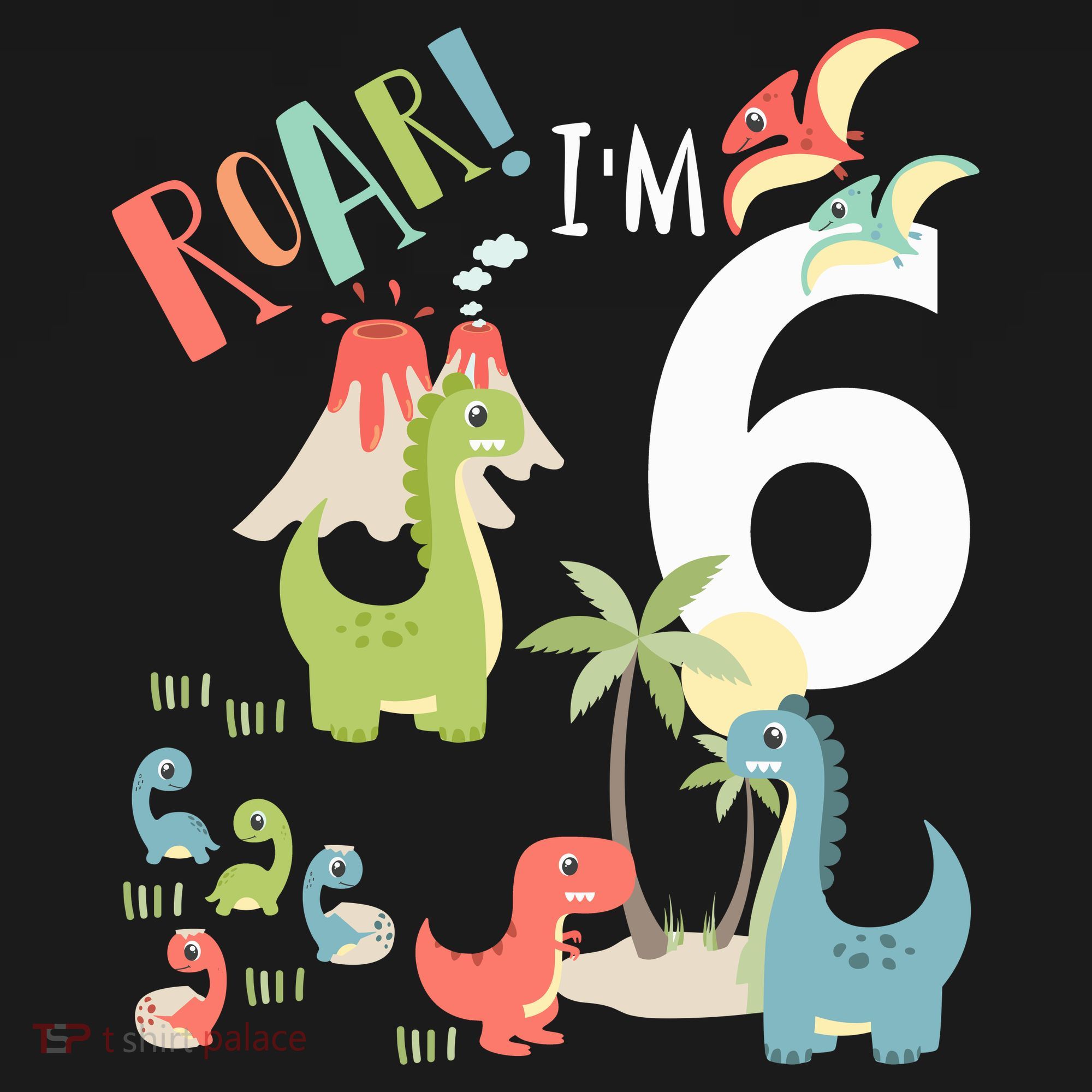 6 Year Old Roar Im 6 6th Birthday Boy T Rex Dinosaur Mousepad