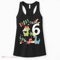 6 Year Old Roar Im 6 6th Birthday Boy T Rex Dinosaur Women's Tank Top thumb 0