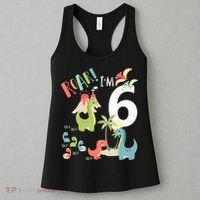 6 Year Old Roar Im 6 6th Birthday Boy T Rex Dinosaur Women's Tank Top thumb 3