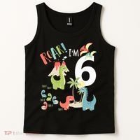 6 Year Old Roar Im 6 6th Birthday Boy T Rex Dinosaur Tank Top thumb 2