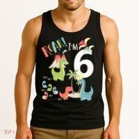 6 Year Old Roar Im 6 6th Birthday Boy T Rex Dinosaur Tank Top thumb 3