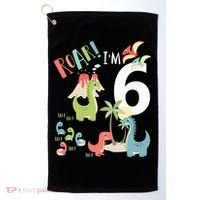 6 Year Old Roar Im 6 6th Birthday Boy T Rex Dinosaur Golf Towel thumb 0