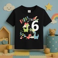 6 Year Old Roar Im 6 6th Birthday Boy T Rex Dinosaur Toddler T-Shirt thumb 3