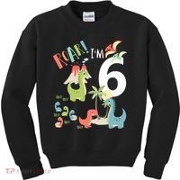 6 Year Old Roar Im 6 6th Birthday Boy T Rex Dinosaur Kids Sweatshirt thumb 0