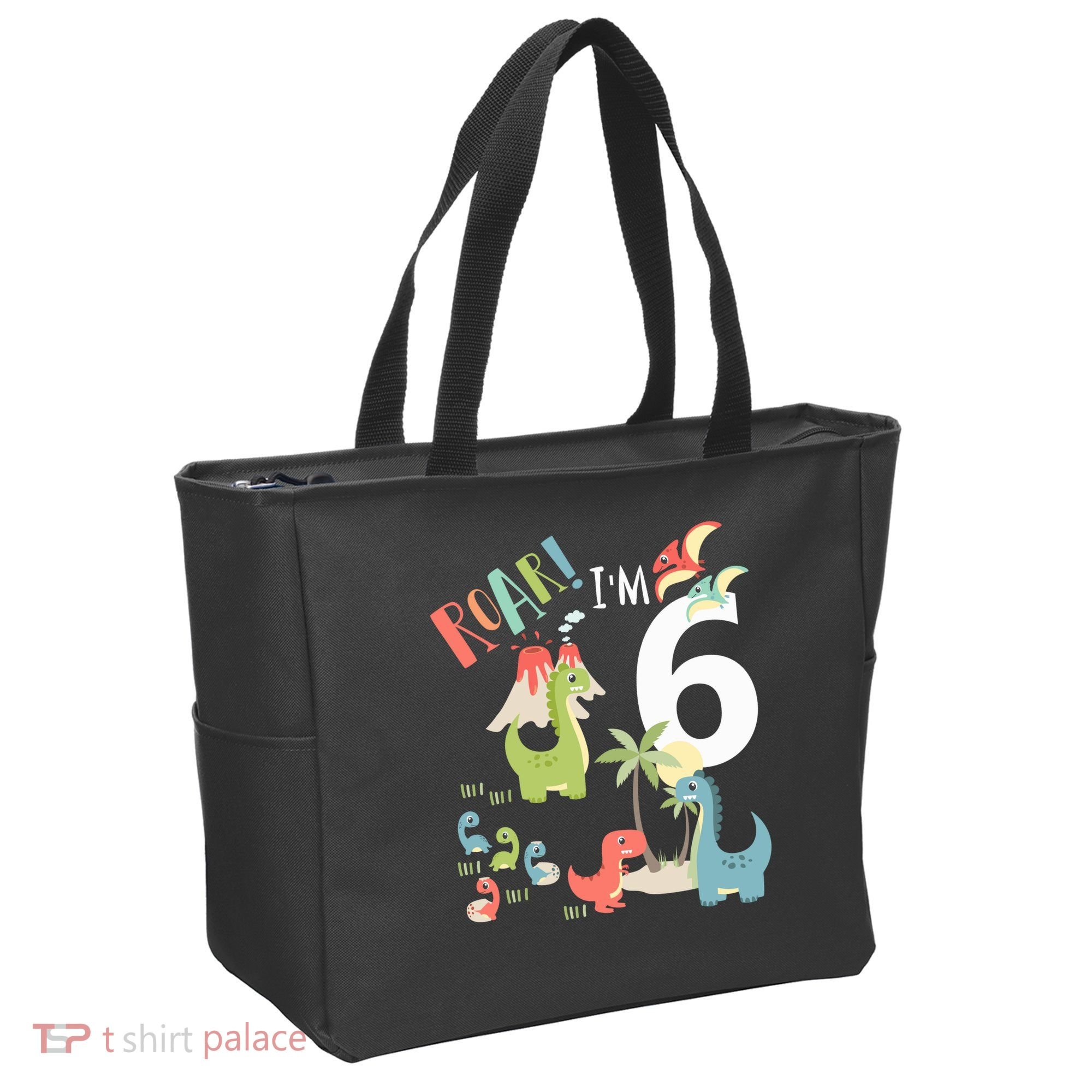 6 Year Old Roar Im 6 6th Birthday Boy T Rex Dinosaur Tote Bag