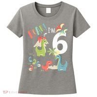 6 Year Old Roar Im 6 6th Birthday Boy T Rex Dinosaur Women's T-Shirt thumb 0