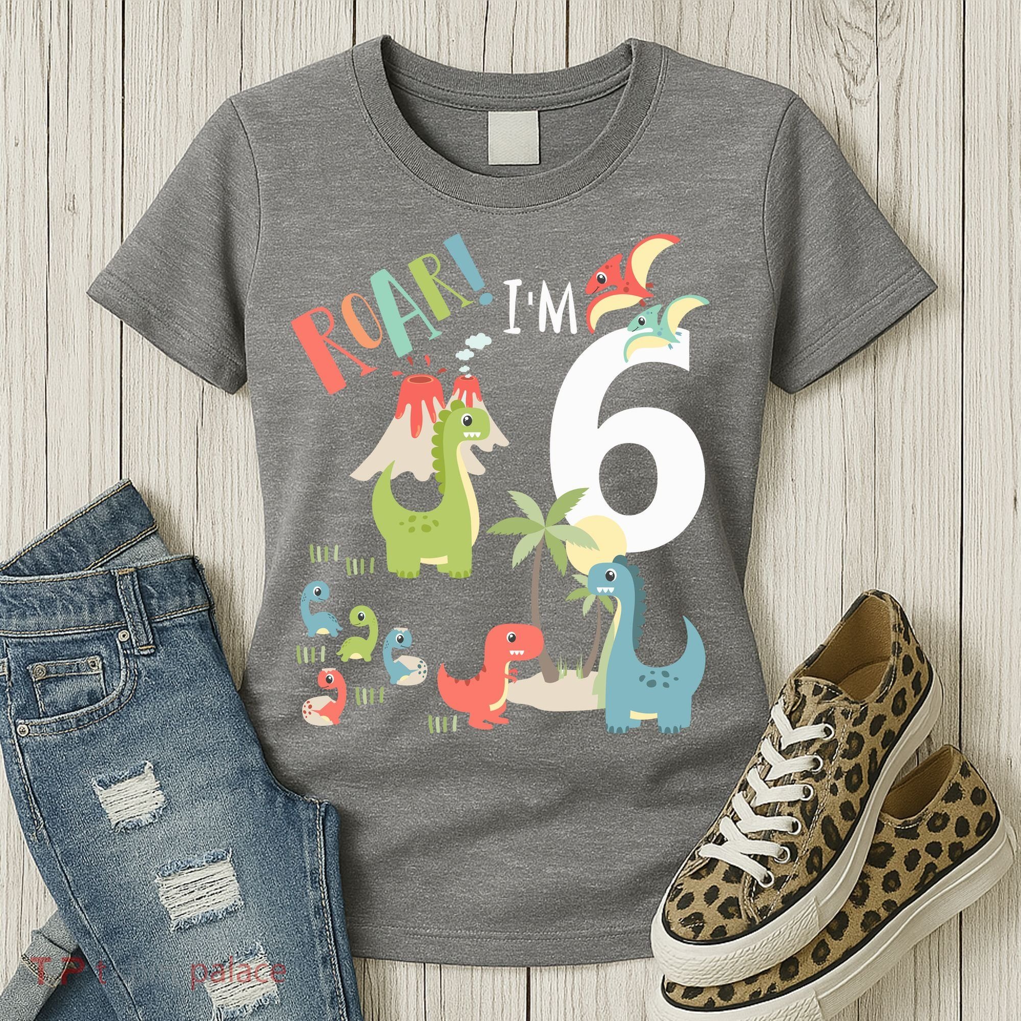 6 Year Old Roar Im 6 6th Birthday Boy T Rex Dinosaur Women's T-Shirt