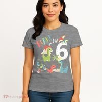 6 Year Old Roar Im 6 6th Birthday Boy T Rex Dinosaur Women's T-Shirt thumb 4