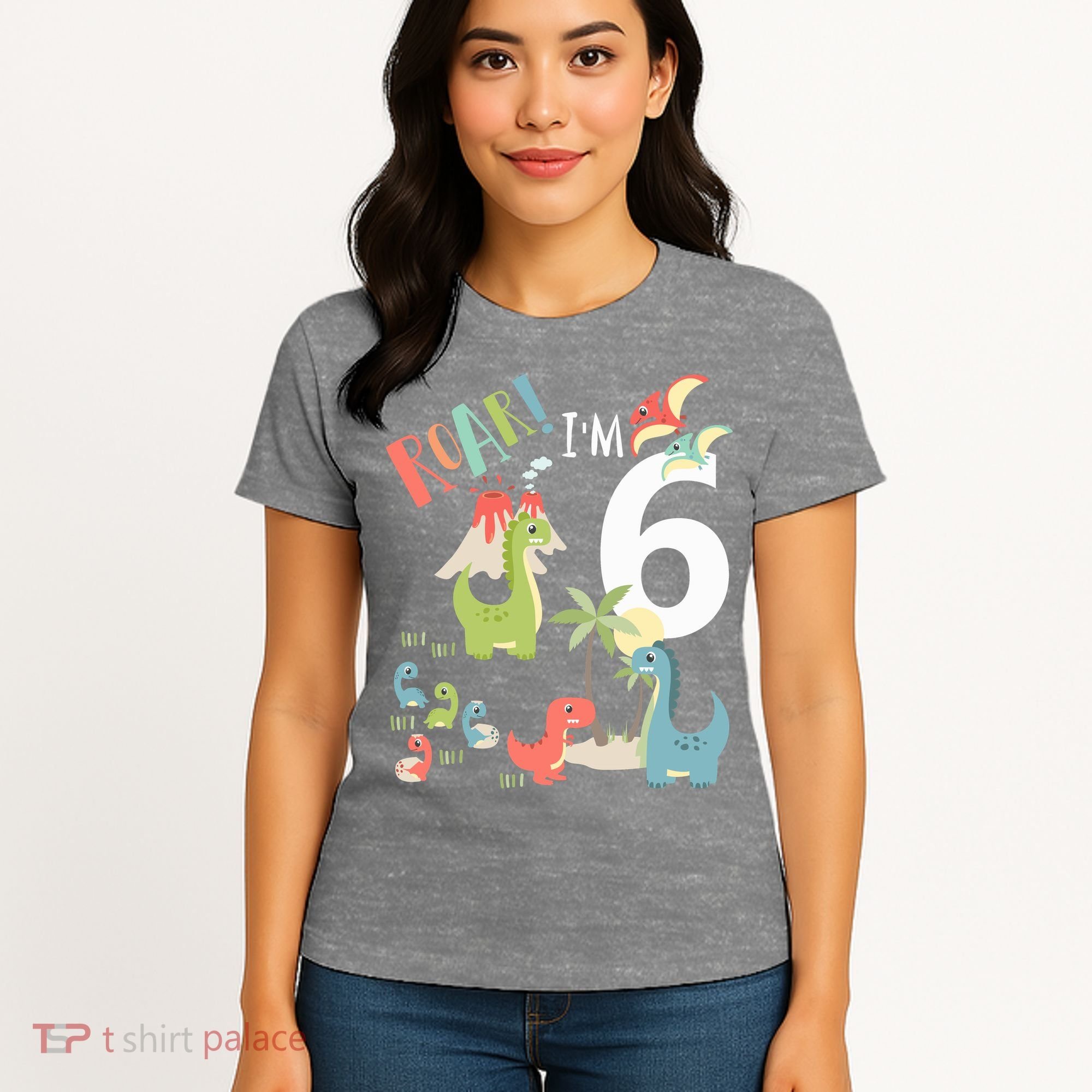 6 Year Old Roar Im 6 6th Birthday Boy T Rex Dinosaur Women's T-Shirt