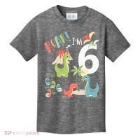 6 Year Old Roar Im 6 6th Birthday Boy T Rex Dinosaur Kids T-Shirt thumb 0