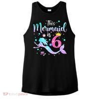 6 Year Old This Mermaid Is 6th Birthday Daughter Ladies PosiCharge Tri-Blend Wicking Tank thumb 0